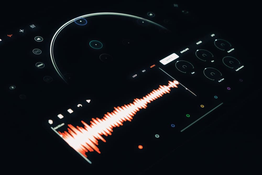 Audio waveform on a dark display - illustrative category image